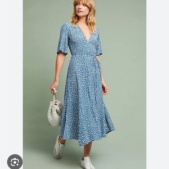 Faithfull the Brand Rivera light blue floral wrap dress size 2 - Picture 2 of 9